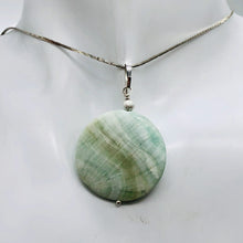 Load image into Gallery viewer, Wavy Hemimorphite Disc Dangle Sterling Silver Pendant| 1 3/4" Long| Aqua/Green |