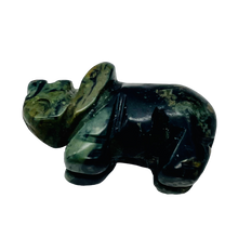 Load image into Gallery viewer, Rhino Hand Carved Rhinoceros Kambaba Jasper Bead | 20x13x8mm | Green Black