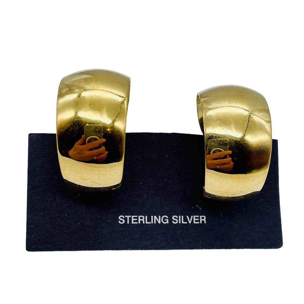 Giant Vermeil Sterling Silver Hoop Post Earrings | 1