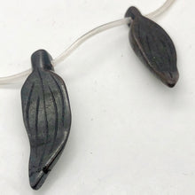 Load image into Gallery viewer, Hematite Carved Leaf Bead Strand | 30x12x4mm | Black | 13 Beads |