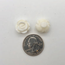 Load image into Gallery viewer, 3 Elegant Carved White Clam-shell Rose Flower Button Beads 10782 | 47x37mm | Cream - PremiumBead Alternate Image 2