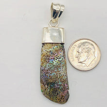 Load image into Gallery viewer, Abalone Shell Sterling Silver Drop Pendant | 2" Long | Blue/Silver | 1 Pendant