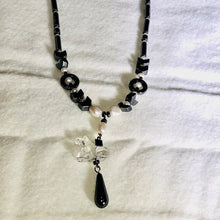 Load image into Gallery viewer, Hematite Freshwater Pearl Quartz and Silver Necklace 210656 - PremiumBead Alternate Image 3
