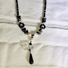 Load image into Gallery viewer, Hematite Freshwater Pearl Quartz and Silver Necklace 210656 - PremiumBead Alternate Image 3