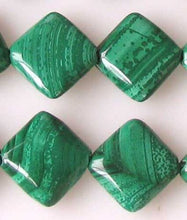 Load image into Gallery viewer, Superb Malachite Diagonal Square Bead 7.75 inch Strand | 14x12x4mm | 14 Beads |
