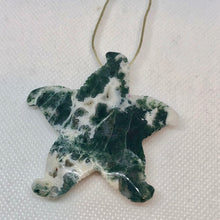 Load image into Gallery viewer, Tree Agate Carved Starfish Pendant Bead | 60x56x10mm | White with Forst Green - PremiumBead Alternate Image 4