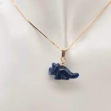 Load image into Gallery viewer, Sodalite Triceratops Dinosaur with 14K Gold-Filled Pendant 509303SDG - PremiumBead Alternate Image 2