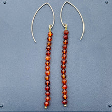 Load image into Gallery viewer, Amber 5 Beads 14K Gold Filled Drop/Dangle Earrings | 1 3/4" Long | Red |