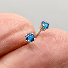 Load image into Gallery viewer, December 3mm Created Blue Zircon & 925 Sterling Silver Stud Earrings 10146L - PremiumBead Primary Image 1