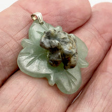 Load image into Gallery viewer, Ribbit 1 Lapis Frog On Aventurine Lily pad Pendant | 28x28.5x11mm | Blue
