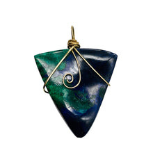 Load image into Gallery viewer, Bloodstone 14K Gold Filled Wire Wrapped Trilliant Gem | 1 1/2" Long | Red Green|