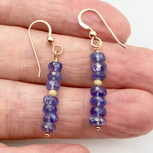 Load image into Gallery viewer, Tanzanite Faceted Roundel Bead 14K Gold Filled Earrings| 1.5" Long|Bluish Violet