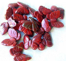 Load image into Gallery viewer, Flutter 2 Carved Brecciated Jasper Butterfly Beads | 21x18x5mm | Red - PremiumBead Alternate Image 2