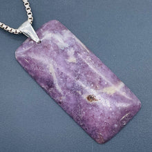 Load image into Gallery viewer, Natural Purple Lepidolite Large Rectangular Sterling Silver Pendant | 2 3/4" |