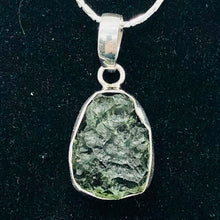 Load image into Gallery viewer, Moldavite Sterling Silver Pendant| 1 1/8" Long | Green | 1 Pendant |