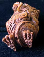 Load image into Gallery viewer, Carved Boxwood Warrior Dragon & Sun Ojime/Netsuke Bead - PremiumBead Alternate Image 3