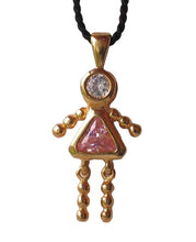 Load image into Gallery viewer, October! Crystal Kid Girl & 14K Vermeil Pendant 9926Jg