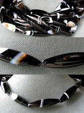 Load image into Gallery viewer, 2 Beads of Black & White Sardonyx 3-Sided 40x10mm Tube Beads 005983 - PremiumBead Primary Image 1