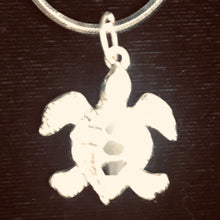 Load image into Gallery viewer, Turtle in Sterling Silver with Onyx Accent Pendant | 1 1/4" Long | Silver |