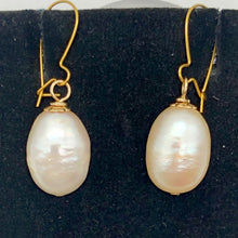 Load image into Gallery viewer, AAA Natural Pink 14x10mm Pearl 14k Gold Filled Earrings | 1 1/4 inch drop | - PremiumBead Alternate Image 2