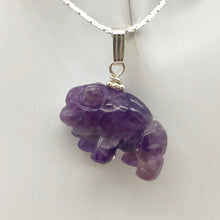 Load image into Gallery viewer, Amethyst Hand Carved Bison / Buffalo Sterling Silver 1" Long Pendant 509277AMS - PremiumBead Alternate Image 5