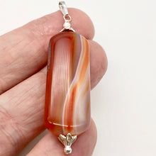 Load image into Gallery viewer, Red Orange Sardonyx Pendant with Sterling Silver Accent Bead | 2 1/4" Long |
