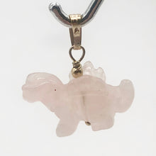 Load image into Gallery viewer, Rose Quartz Stegosaurus Dinosaur Pendant Necklace|Semi Precious Stone Jewelry