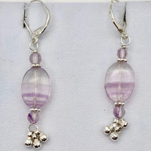 Load image into Gallery viewer, Enchanting Fluorite 15x10mm Bead Dangle Silver Lever Back Earrings! | 2" Long |