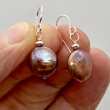 Load image into Gallery viewer, Pearl Dangle Sterling Silver Earrings | 1 1/4" Long | Golden Rose |