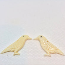 Load image into Gallery viewer, White Raven Carved Bone Pendant Bead 10804 | 30x6x17mm | Cream and Black - PremiumBead Primary Image 1