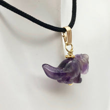 Load image into Gallery viewer, Purple Dinosaur Pendant Amethyst Triceratops 14K Gold-Filled Pendant 509303AMG