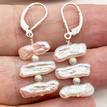 Load image into Gallery viewer, Blushing Pink Pearls with Solid Sterling Silver Disco Balls Earrings | 1 5/8" | - PremiumBead Alternate Image 4