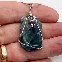 Load image into Gallery viewer, Blue Fluorite Wire Wrap Sterling Silver Drop Pendant| 2" Long | Blue | 1 Pendant