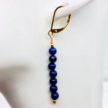 Load image into Gallery viewer, Lapis Lazuli and 14K gf Semi Precious Stone Earrings | 4mm Lapis | 2" Long | - PremiumBead Alternate Image 7