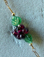 Load image into Gallery viewer, Garnet Berry & Carved Aventurine Leaf Lariat 200011 - PremiumBead Alternate Image 3