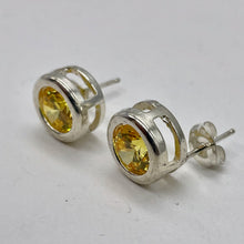 Load image into Gallery viewer, November 7mm Lab Created Citrine &amp; Sterling Silver Earrings
