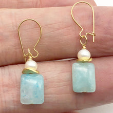 Load image into Gallery viewer, Hemimorphite and Pearl 14K Gold Filled Drop/Dangle Earrings| 1 1/4" Long | Blue|
