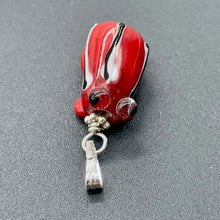 Load image into Gallery viewer, Lampwork Glass Frog Sterling Silver Frog | 1" Long | Red | 1 Pendant |