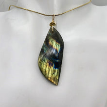 Load image into Gallery viewer, Labradorite 14K Gold Filled Drop Pendant | 2 1/2" Long | Yellow Rainbow |