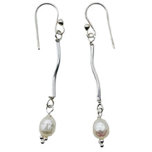 Load image into Gallery viewer, Stunning Faceted White Pearls Sterling Silver Earrings | 2" Long |