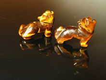 Load image into Gallery viewer, Howling 2 Carved Tiger's Eye Standing Wolf/Coyote Beads | 22x16x8mm | Golden Brown - PremiumBead Primary Image 1