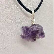 Load image into Gallery viewer, Piggie! Hand Carved Purple Amethyst Pig and Sterling Silver Pendant 509274DAMS - PremiumBead Alternate Image 6