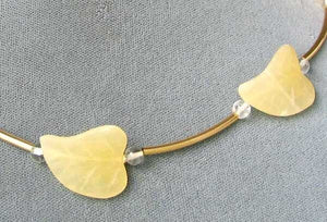 Unqiue Carved Yellow Jade Leaf and 14Kgf Necklace 6138 - PremiumBead Alternate Image 3