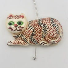 Load image into Gallery viewer, Waterbuffalo Bone Calico Cat | 37x20.5x7.5mm | Cream/Red/Black/Green | 1 Bead | - PremiumBead Alternate Image 5
