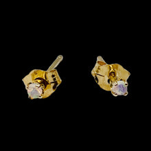Load image into Gallery viewer, Opal 14K Gold 2mm Round Stud Earrings | 2mm | Blue Orange Fire | 1 Pair |