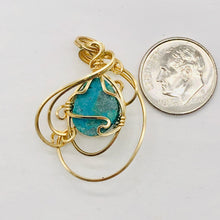 Load image into Gallery viewer, Druzy Chrysocolla 14K Gold Filled Wire Wrap Pendant| 1 1/4" Long|Blue| 1 Pendant