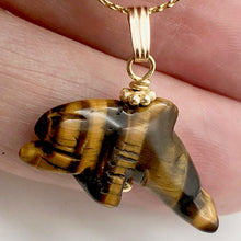 Load image into Gallery viewer, Tiger Eye Dolphin Pendant Necklace | Semi Precious Stone Jewelry | 14kgf Pendant - PremiumBead Alternate Image 2