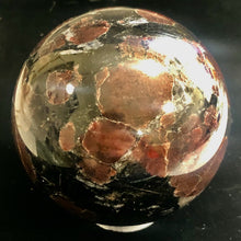 Load image into Gallery viewer, Astrophyllite Garnet Scry Sphere Round | 3" | Red/Black | 1 Sphere |