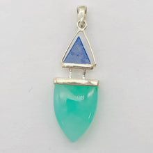 Load image into Gallery viewer, Lapis Lazuli Chrysoprase Sterling Silver Drop Pendant | 1 1/2" Long| Green/Blue|