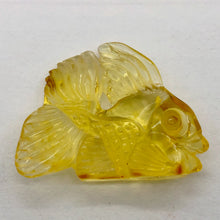 Load image into Gallery viewer, Amber Beautifully Carved Fish | 37x30x8 mm | Yellow | 1 Pendant Figurine |